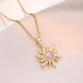 Stainless Steel Sun Opal Pendant Necklace for Women Zircon Sunflower Choker Aesthetic Boho Clavicle Chain Fashion Jewelry Gift