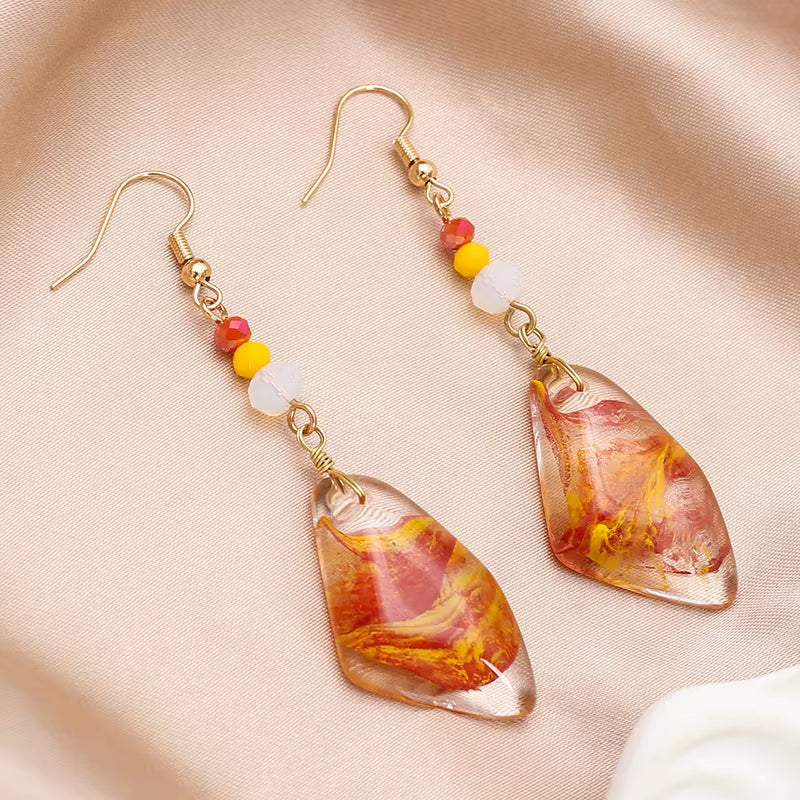 Transparent Drop Earrings for Women Luxury Crystal Hand Entwine Design Retro Style Geometric Irregular Shape Daily Wear Jewelry