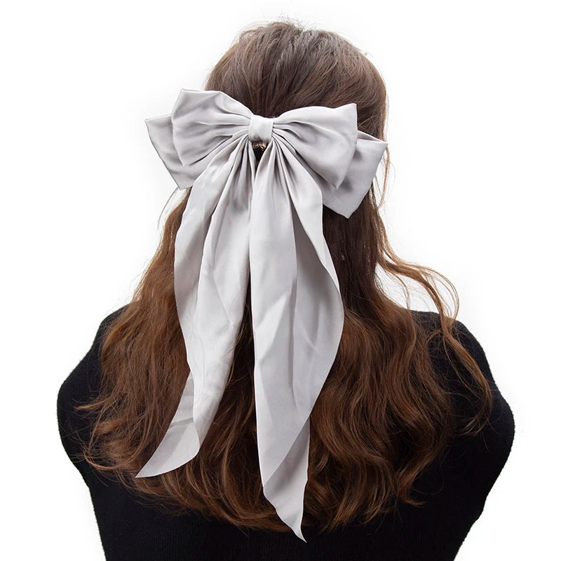 1PC Women Solid Color Hairpins Minimalist Bowknot Retro Hair Clip for Girls Silk Hairband Elegant Hair Accessory
