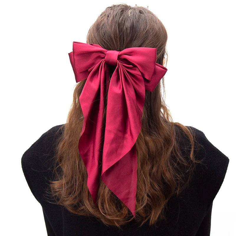 1PC Women Solid Color Hairpins Minimalist Bowknot Retro Hair Clip for Girls Silk Hairband Elegant Hair Accessory