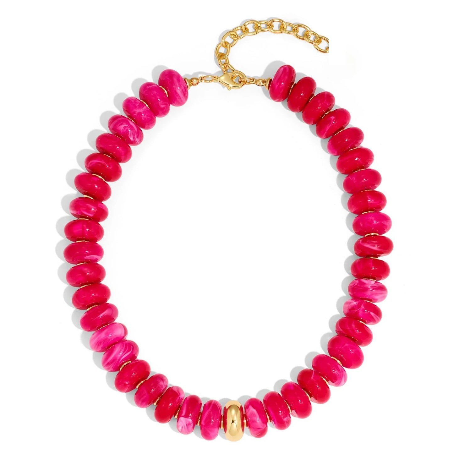 Chunky Colorful Beaded Choker Necklace Women Summer Trendy round Resin Beads Chain Necklaces Statement Jewelry Gift for Vacation