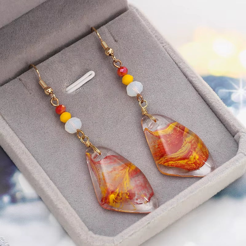 Transparent Drop Earrings for Women Luxury Crystal Hand Entwine Design Retro Style Geometric Irregular Shape Daily Wear Jewelry