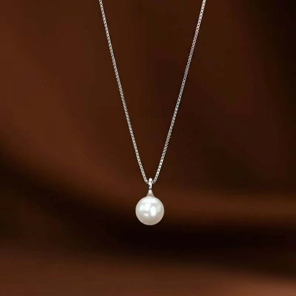 925 Sterling Silver Light Luxury 18K Gold Plating Shell Imitation Pearl Pendant Necklace Women Fashion Clavicle Chain Jewelry