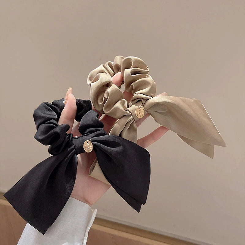 Fashion Advanced Sense Solid Color Bow Hair Band for Women Girls Sweet Versatile Ribbon Bow Hair Rope Hair Accessories Gifts