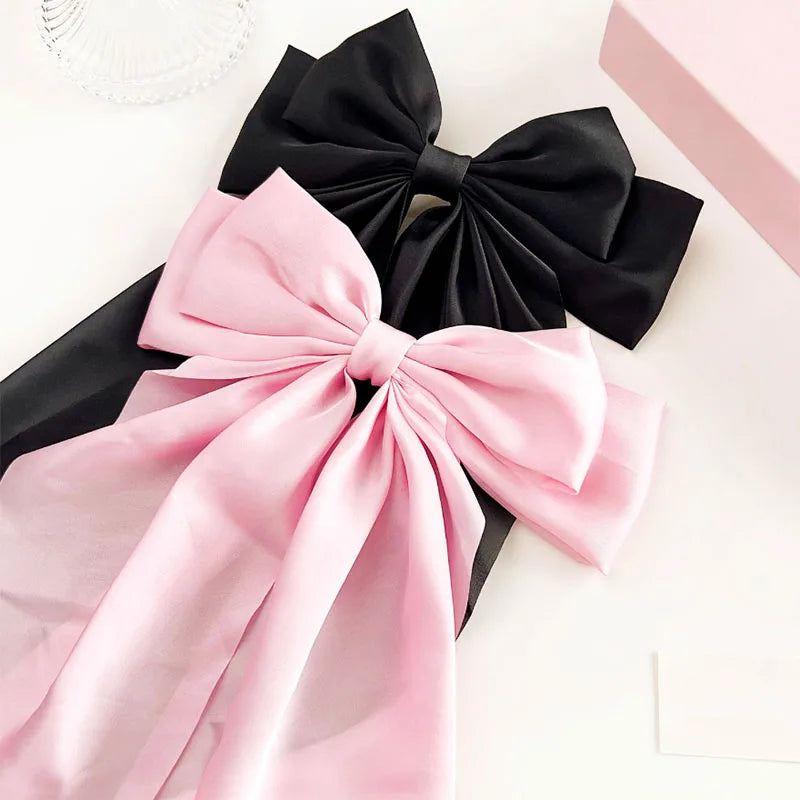 1PC Women Solid Color Hairpins Minimalist Bowknot Retro Hair Clip for Girls Silk Hairband Elegant Hair Accessory