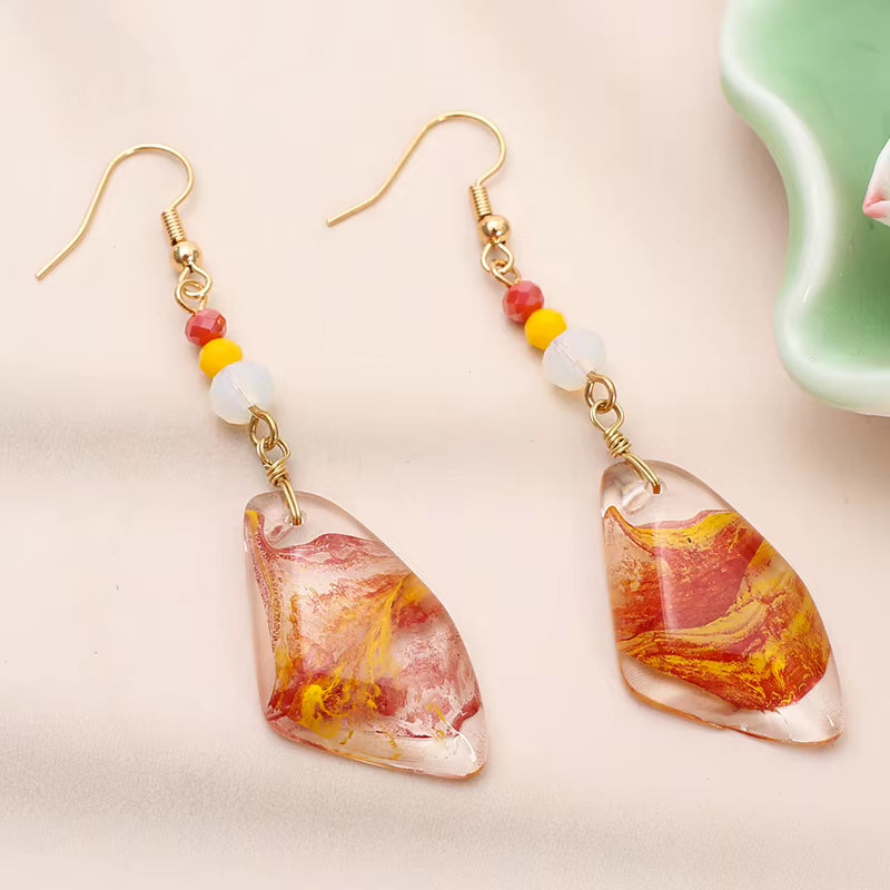 Transparent Drop Earrings for Women Luxury Crystal Hand Entwine Design Retro Style Geometric Irregular Shape Daily Wear Jewelry